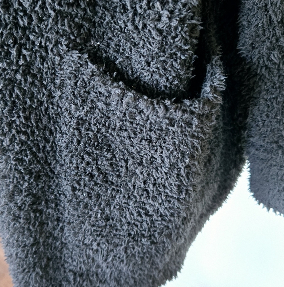 BAREFOOT DREAMS Cozy Chic Ribbed Knit Trim Cardigan Sweater Coat Black 1X - Picture 7 of 12
